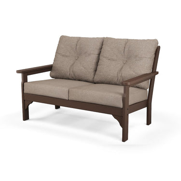 POLYWOOD Vineyard Deep Seating Settee - Mahogany / Spiced Burlap